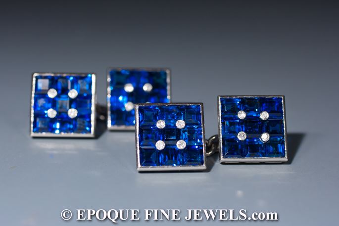 A beautiful pair of sapphire and diamond cufflinks, | MasterArt